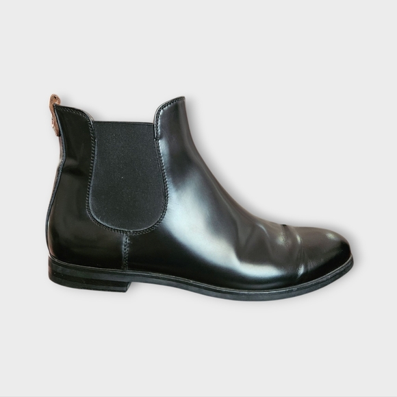 AGL Black Patent Leather Chelsea Boots